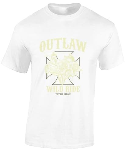 Image of Crown Designs Wild Ride Biker Clothing Motorcycle Motorbike Top Premium Quality Regular Fit T-Shirt Top for Men and Teens - White/M