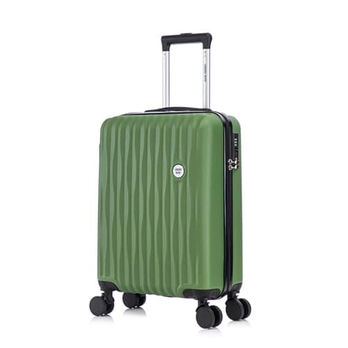 Image of Luggage Depot Small Cabin Suitcase 20 Inch, 55x40x20cm Ryanair Approved Hand Luggage, Lightweight ABS Hardshell, 4 Spinner Wheels Quiet Rolling, Integrated TSA Lock & X-Compression Straps, Green