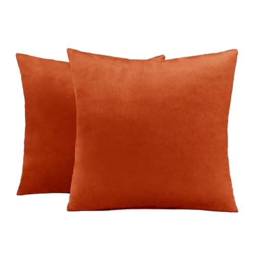 Image of Sienna Matt Velvet Burnt Orange Cushion Covers, Pack of 2 Throw Pillows Cushion Covers for Cushion Inserts Smooth Soft Comfy Cushions Living Room Bedroom, Rust