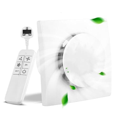 Image of Bathroom Extractor Fan, 4 Inch 100mm Silent Ventilation Fan with Remote Control, 3 Speeds, Two-Way, Powerful Exhaust Fan for Bathroom Shower Toilet Attic Kitchen, Wall/Window Ceiling, Energy Efficient