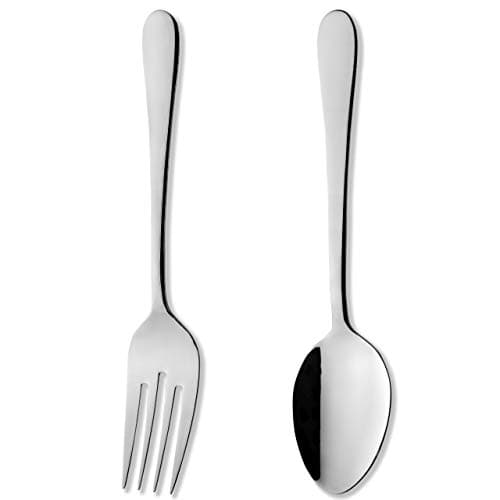 Image of Grunwerg Windsor Carded 2-Piece Serving Fork and Spoon Set SVGFWDR/C, 18/0 Stainless Steel, Silver