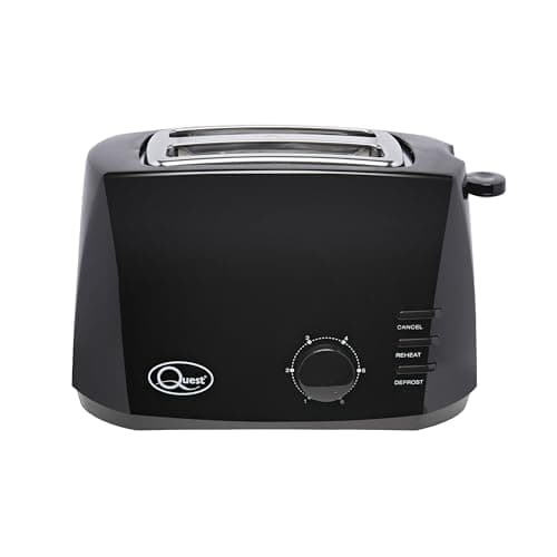 Image of Quest 2 Slice Toasters with Extra Wide Slots / 6 Browning Levels/Reheat & Defrost/Crumb Tray & Cord Storage / 800W (Black)