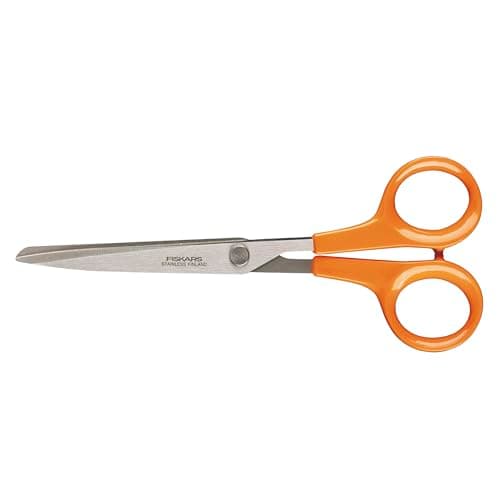Image of Fiskars Universal Scissors, Length: 17 cm, For Right- and Left-handed Users, Stainless Steel Blade/Plastic Handles, Orange, Classic, 1005150