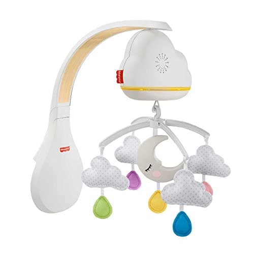 Image of Fisher-Price Sound Machine Calming Clouds Mobile & Soother Convertible Crib to Tabletop with Music & Lights for Newborn to Toddler, GRP99
