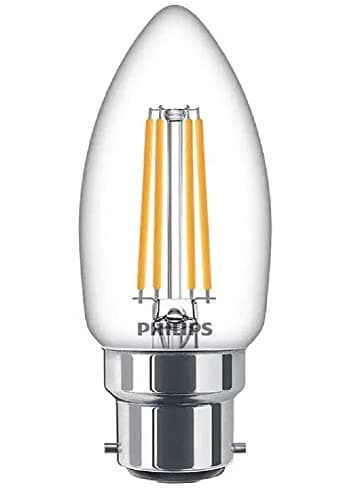 Image of Philips LED Classic Candle Clear Light Bulb [B22 Small Bayonet Cap] 40W, Warm White 2700K, Non Dimmable