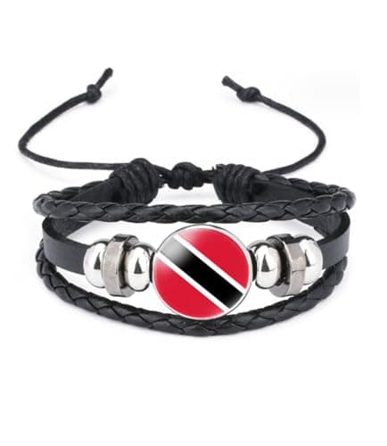 Image of vmcoatdu World Many National Flags Bangle Retro Alloy Leather Bracelet for National Flag Braided Rope Bracelet Bangle, One Size, Metal, alloy