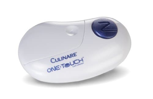 Image of Culinare One Touch Electronic Tin Opener, White, Plastic/Stainless Steel, Automatic Can Opener, Battery Operated/Hands-Free Use/Magnetic Lid Removal, Batteries Not Included