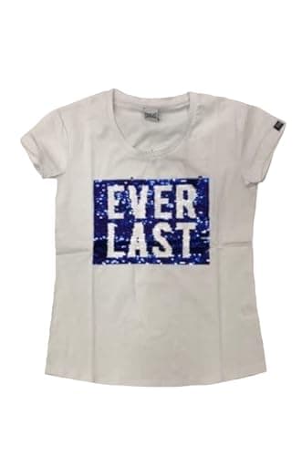 Image of EVERLAST T-SHIRT IN JERSEY STRECH WITH BLUE SEQUING, White, S