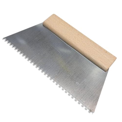 Image of Small Notched Adhesive Spreader Comb 250mm – 4 mm Notch. Steel Blade, Wooden Handle for Tile & Flooring (0933)