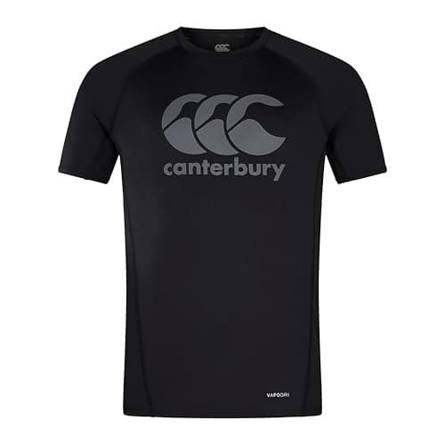 Image of Canterbury Men's Large Logo Superlight T-Shirt, Black/Gunmetal Grey L