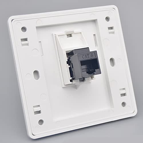 Image of CAT6 Gigabit Network Socket, Ethernet RJ45 LAN Cable Faceplate Networking Port Dual-Pass Socket Box for Ethernet Cable Installation Female To Female Internet Outlet 86x86mm (LAN x 1), Black