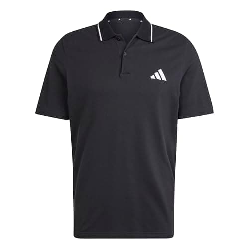 Image of adidas Men's Essentials Small Logo Pique Polo Shirt, Black/White, S