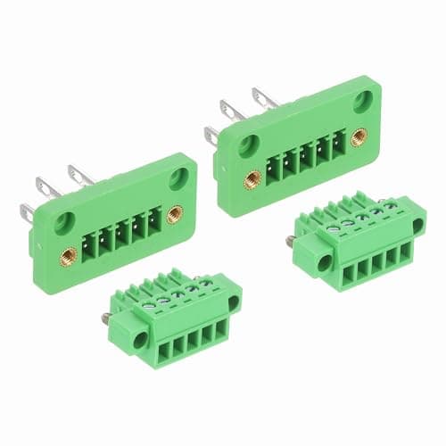 Image of sourcing map 2Set 5-Pin 3.5mm Pitch Pluggable Screw Terminal Block Connectors, PA66 300V 8A Through-Wall PCB Terminal Connectors 26-14AWG Cable for DIY Electronics Automation Power Modules