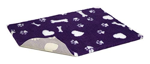 Image of Vetbed Non-Slip Vet Bed with Hearts/Paws and Bones, 40 x 30-Inch, Purple/White