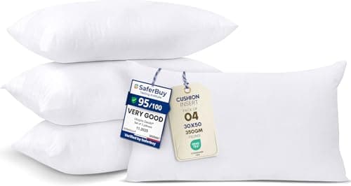 Image of Utopia Bedding Cushion Inserts 30cm x 50cm (12x20 inch) Pack of 4 Hollowfibre Inner Pads for Sofa or Bed – White Cushions Fillers