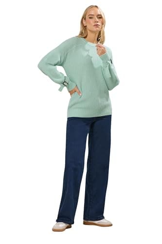 Image of Long Tall Sally - LTS Tall Green Knitted Buckle Sleeve Jumper - Women's