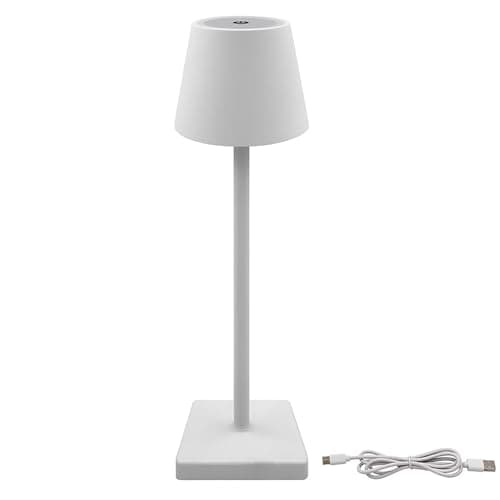 Image of L & P Home & Gifts Lesser & Pavey White Rechargeable Touch Lamp | Gift for Women & Men | Bedside Nightstand Table Lamp | Battery Powered Touch Control Night Lights