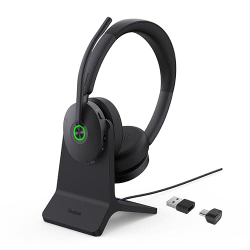 Image of Yealink BH74 with Stand ANC Wireless Bluetooth Headset with Microphone, 6x Hybrid Noise Cancelling Mic, On Ear Work Headsets, 32H Talking Battery Life, Microsoft Teams Zoom Certified for Open Office