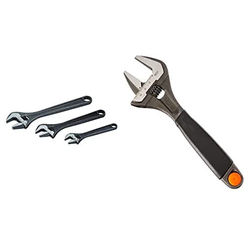 Image of Bahco BHADJUST 3 ADJ3 Set of 3 Adjustable Wrenches (8070/8071 / 8072), Grey, 16 Degree Head Angle & 9031 Adjustable Wrench, 200mm Length