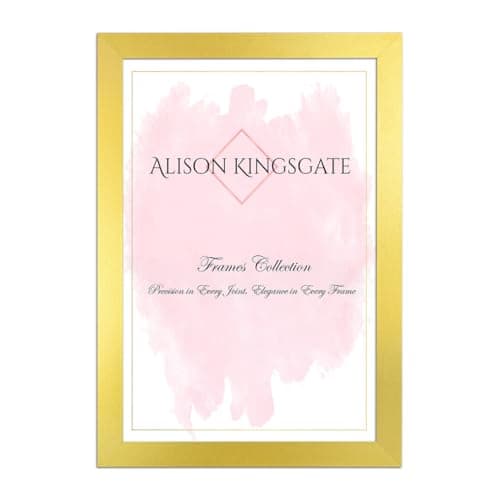 Image of Alison Kingsgate Sleek 10X8 Picture Frame - Engineered Wood with Shatterproof Perspex Front -Perfect for Photos, Posters, Certificates -Suitable for Wall Mount or Tabletop Display - Gold