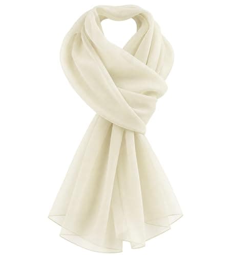 Image of World of Shawls Chiffon Scarves Wraps for Wedding Party Special Occasions Women Plain Neck Scarf Soft Headwrap Girls Headscarf Sheer Wrap 45 x 160 Cm (Cream)