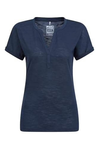 Image of Mountain Warehouse Skye Womens Slub T-Shirt - UV Protection Ladies Casual Active Tee, Lightweight Top, Breathable - Spring Summer, Holiday, Gym, Outdoors Navy Women's Size 14