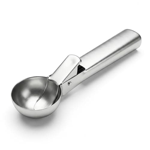 Image of Metal Ice Cream Scoop, Heavy Duty Stainless Steel Ice Cream Scoop Portable Cookie Dough Scoops for Frozen Yogurt, Gelatos, Sundaes, Baking Supplies, Dishwasher Safe (Medium, Silver)
