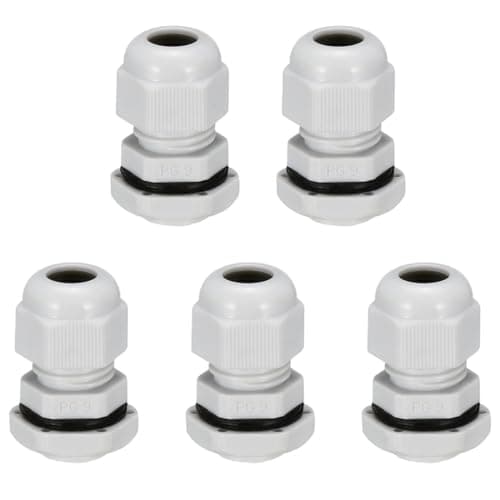 Image of TA-VIGOR 5Pcs PG9 Cable Gland, IP68 Waterproof Adjustable Plastic Nylon Wire Connectors Gland Joints for 4mm-8mm Cables, Locknut Stuffing Glands with Locknut and Washer – White