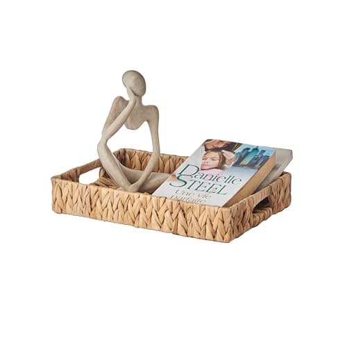 Image of Eden & Willow E&W Rectangle Water Hyacinth, Decorative Natural Hand-Woven Seagrass Serving Tray with Handles (Medium)