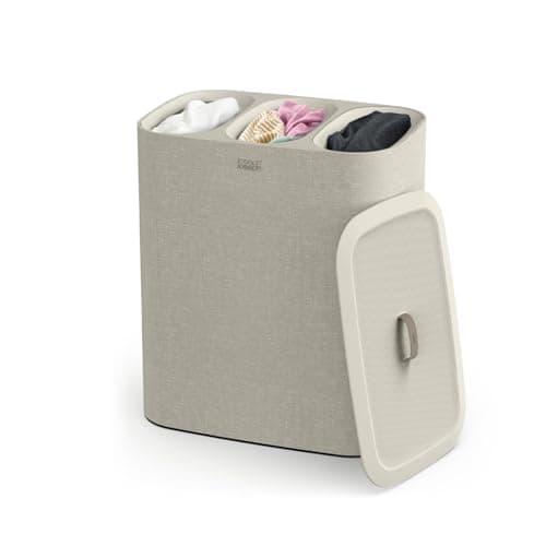 Image of Joseph Joseph Tota Trio 3-Compartment Laundry Separation Basket, Ecru, 90L