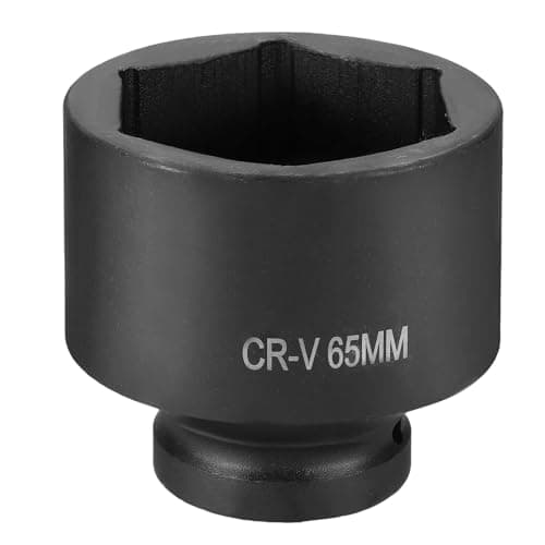 Image of sourcing map 6 Point Impact Socket 1" Drive 65mm Metric Socket CR-V Steel Spindle Axle Hex Sockets for Machine Shaft Nuts Bolts Repair, Black