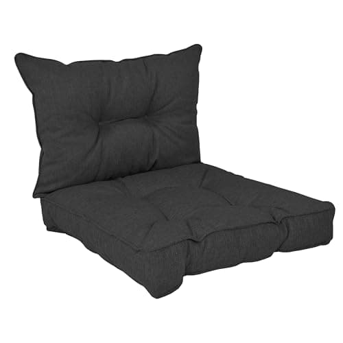 Image of POKAR Garden Cushions Patio Chair Rattan Outdoor Cushion Sofa Pallet Set - 2 Pieces: Seat Cushion 70 x 70 cm & Back Cushion 70 x 40 cm, Anthracite