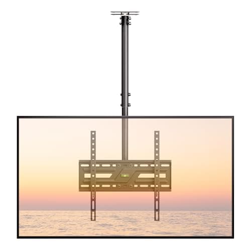 Image of monTEK Ceiling TV Bracket for 37-75 inch Flat Screen Displays, Tilt and Swivel Height Adjustable Ceiling TV Mount for Flat & Sloped Ceilings up to 50kg, Max VESA 400x400mm