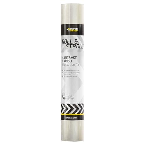 Image of Everbuild Roll and Stroll Contract Carpet Protector – Self-Adhesive – Easy To Roll – Totally Waterproof – Clear – 600mm x 100m