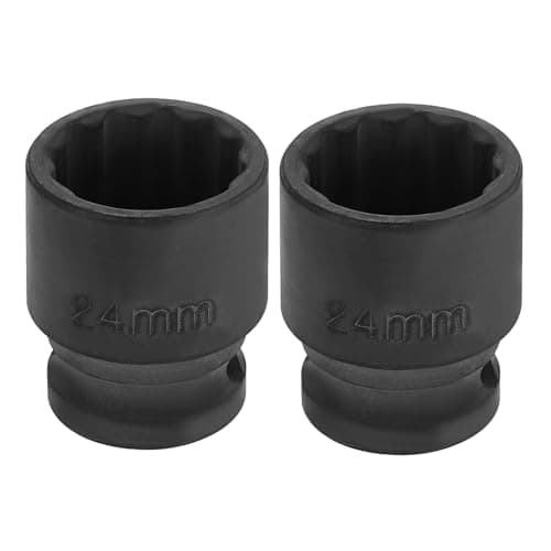 Image of sourcing map 2pcs 1/2" Drive x 24mm Shallow Impact Socket 12-Point Metric CR-V Steel Spindle Nut Impact Flip Sleeve for Home Auto Nuts Bolts Repair