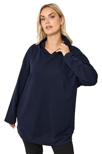 Image of Yours Curve Blue Seam Detail Hoodie - Women's - Plus Size Curve