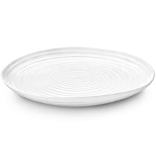 Image of Portmeirion x Sophie Conran Round Porcelain Serving Platter, Durable White Platter for Casual Dining and Entertaining, Dishwasher, Microwave, Freezer and Oven Safe, 30.8cm