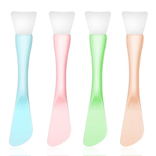 Image of Silicone Facial Mask Applicator, 4 Pcs Reusable Double-End Face Mask Brush Washable Beauty Spatula Tools for Clay, Cream, Gel, And Mud Facial Masks, Gentle Exfoliating Deep Pore Cleansing, Detachable