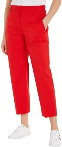 Image of Tommy Hilfiger Women Trousers Slim Fit Chino, Red (Fierce Red), 32