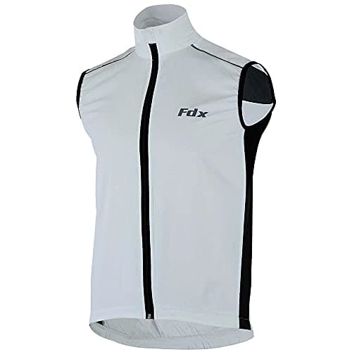 Image of FDX Cycling Gilet Men’s - Lightweight, Breathable Sleeveless Reflective Biking Jacket - Windproof Vest for Running, MTB, Hiking, Gym, Riding - Water Resistant Bicycle Top Gear (White-XXL)