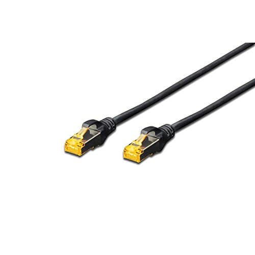 Image of DIGITUS LAN Cable Cat 6A - 0.5m - RJ45 Network Cable - S/FTP Shielded - 10 Gbps - Compatible with Cat6 and Cat7 - Black