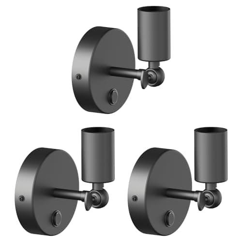 Image of ledscom.de 3 pcs. wall Light FETRO, Switch, Black matt, Round, 1x E27 max. 60W
