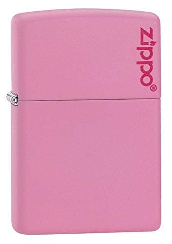 Image of Zippo Windproof Lighter - Logo - Pink Matte, Laser Engrave - Refillable for Lifetime Use - Adjustable Flame - Gift Box - Metal Construction - Made in USA