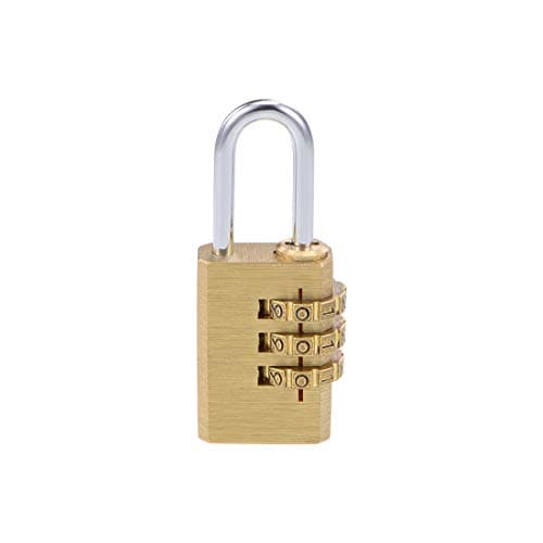 Image of sourcing map 3 Digit Combination Padlock Brass Locks 3mm Shackle Diameter for Gym Locker Fence Suitcase Travel Outdoor
