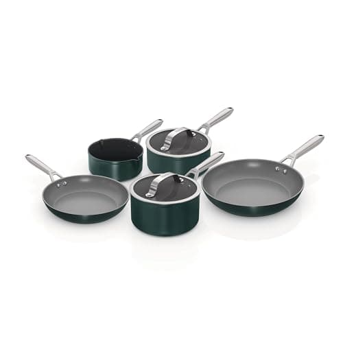 Image of Ninja ZEROSTICK Ceramic Pro 5-Piece Pan Set, Scratch Resistant, Made PTFE-Free, All Hob Compatible, Green CW35000UKGN