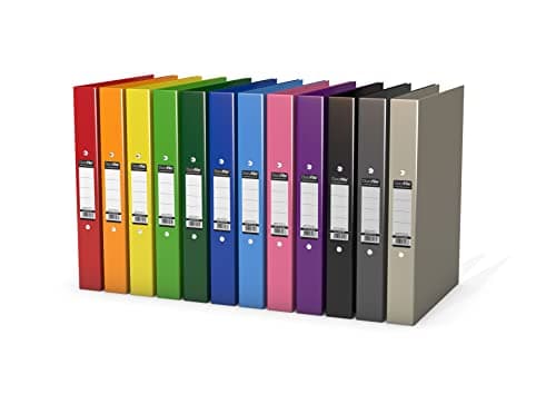 Image of Durafile Ring Binder A4 Files, Vibrant Assorted Colours, Pack of 10 Folders, Heavy Duty Board Construction Folders for Paperwork Ring Binder, Ideal Folder Organiser for School, Home & the Office