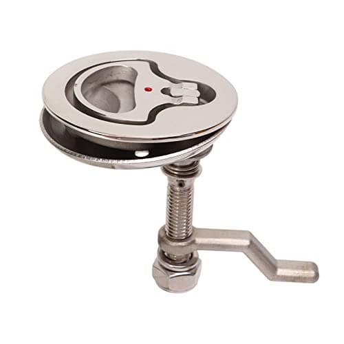 Image of KIMISS Marine Locker Latch Boat Cam Latch 316 Stainless Steel Ring Pull Handles Polished Adjustable Hatch Latch with Back Plate for Marine Ship Flush Pull Hatch Lift