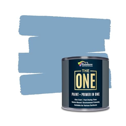 Image of The ONE All-In-One Paint & Primer - Light Blue Gloss, 250 ml | Multi-Surface 1 Coat Formula | Easy Indoor & Outdoor Decorating for Home & Garden Wall, Floors, Furniture | Durable, Water-Based, Low VOC