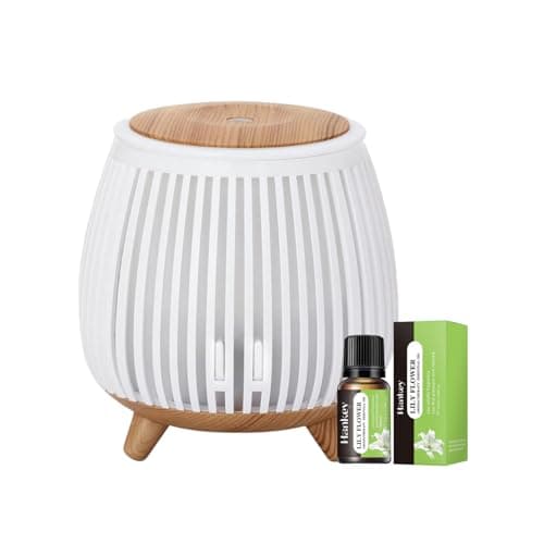 Image of Diffuser Ultrasonic Aroma Humidifier – Portable USB Mini Essential Oil Diffuser with LED Mood Light – Cool Mist Air Freshener for Home, Office, Car, Bedroom, Travel - 140ml (Wood Grain White)