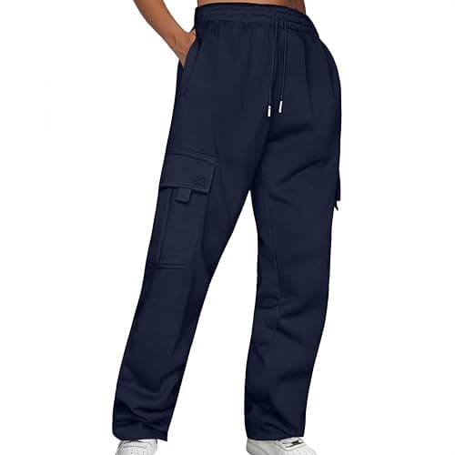 Image of CTU Mens Cargo Joggers Trousers Fashion Casual Tracksuit Bottoms Lightweight Elasticated Waist Open Hem Sweatpants Navy L